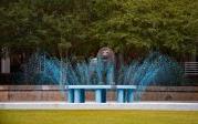 Dyeing the water blue at the Monarch fountain is a Homecoming tradition. Photo Chuck Thomas/ODU